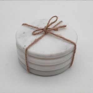 Sous-verres en marbre blanc, lot de 4, pierre naturelle véritable, luxe, esthétique moderne, écologique, imperméable, durable, sous-verres pour tasses de cuisine - Product Image 6