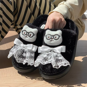 Produits phares : Pantoufles pour femmes de haute qualité avec semelle en EVA, doublure en fausse fourrure et nœud en dentelle, vente en gros de qualité - Product Image 3