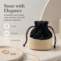 Mini pochette à bijoux ronde en velours avec cordon de serrage, sac de rangement de voyage portable en cuir PU pour bagues et boucles d'oreilles, emballage cadeau