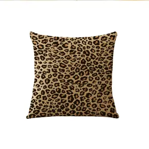 最新设计45*45印花枕套客厅沙发套亚麻豹纹靠垫套枕套