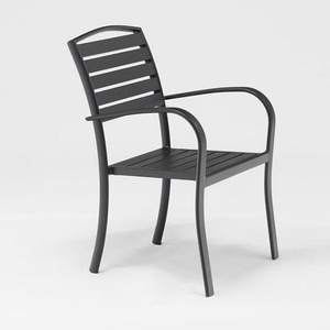 Modern Black Aluminum Balcony & Garden Chair Outdoor <b>Dining</b> <b>Armchair</b> Waterproof Patio Seating Comfortable for Cafe Courtyard - Product Image 1