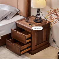 Table de chevet moderne en noyer noir, directement de l'usine, avec compartiment caché à verrouillage RFID et multiples rangements, pour chambre d'hôtel, vente en gros