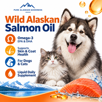 Minyak Salmon Alaska Liar untuk Anjing & Kucing Omega-3 EPA DHA Cair untuk Kesehatan Kulit & Bulu Pemasok Label Pribadi OEM ODM