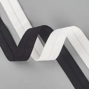 Stock 2CM Black And White Thickened Latex Band Ribbed Folded Elastic Edge Band Nylon Elastic Rib Tape For Garment Accessories