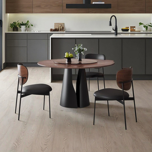 Bộ bàn ăn tròn gỗ nguyên khối cao cấp hiện đại, 4/6/8 chỗ ngồi, phòng khách, nhà hàng, thiết kế xoay, màu đen - Product Image 4