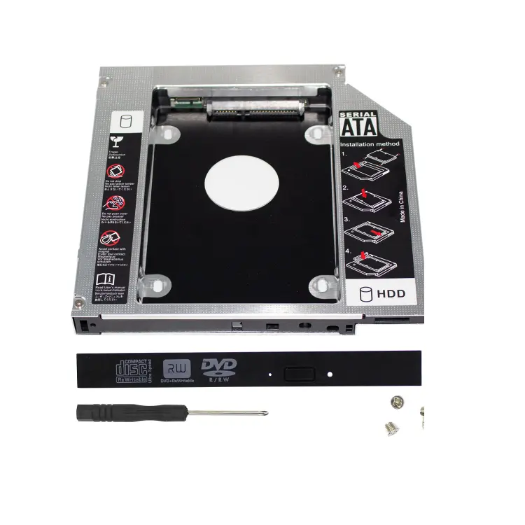 Aluminium 2.5 pouces sata3 SSD disque dur Adaptateur cd/dvd-rom baie optique ordinateur portable deuxième HDD Caddy