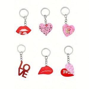Llavero Personalizado en Forma de Corazón, de Plástico Acrílico Rosa con Brillantina, Regalos para el Día de San Valentín, Anillo para Llaves con Corazón Rojo - Product Image 2