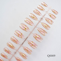 Fabricant d'ongles pressés, forme amande moyenne, style gothique étoile en noir, colle gel, ongles artificiels réutilisables, faux ongles en acrylique, manucures