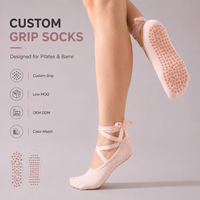 Chaussettes de yoga et de danse pour femmes, en coton, pour fitness en intérieur, Pilates, antidérapantes, séchage rapide, écologiques, avec logo sur le bord, personnalisables
