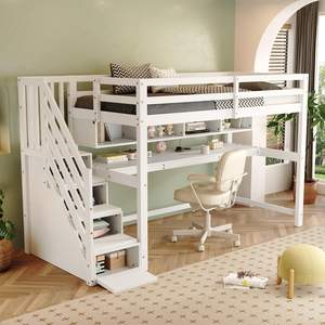 <span class=keywords><strong>Lit</strong></span> <span class=keywords><strong>superposé</strong></span> multifonctionnel pour enfants Cabine pour enfants <span class=keywords><strong>Lit</strong></span> <span class=keywords><strong>avec</strong></span> <span class=keywords><strong>bureau</strong></span> et étagères <span class=keywords><strong>avec</strong></span> barrière et escalier de rangement pour enfants - Product Image 3