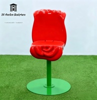 Chaise de fleur de rose de tulipe créative en fibre de verre chaise de repos de barre de magasin de boissons de pastèque de fraise extérieure