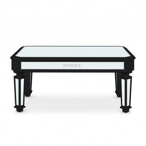 Tavolino rettangolare in legno intagliato Vintage moderno con finitura a specchio in argento 24 \ "D X 48 \" W X 18 \ "H per l'ufficio soggiorno - Product Image 1