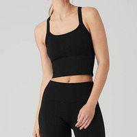 Gilet de sport en forme de taille naturelle bretelles réglables débardeur préféré avec soutien-gorge de Yoga en tissu fileté cousu