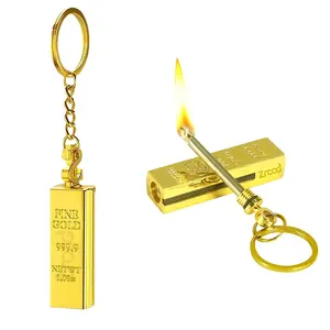 Creative Ideas Gifts Lighter Strike Match Style Gold Bar Pocket Keychain Cigarette Lighter Strike Match Style