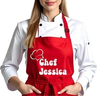 Tablier de cuisine unisexe noir avec logo personnalisé, design imperméable à la taille, 2 poches spacieuses, fournitures de nettoyage en vrac, tabliers personnalisables