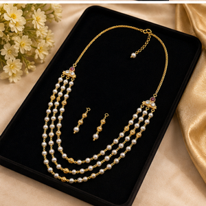 Conjunto de Collar con Perlas y Baño de Oro, Joyería Fina con Cuentas de Aleación, para Bodas, Fiestas y Eventos, para Mujer - Product Image 6