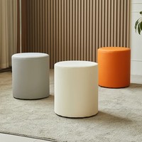 Tabouret de club modulaire en cuir, best-seller, avec revêtement en tissu, pouf rond, mobilier