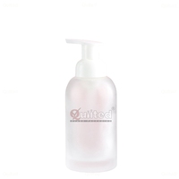 Flacon de savon pour les mains en verre dépoli à large ouverture personnalisé, transparent, noir mat, 250 ml, 350 ml, avec distributeur de mousse et manchon en silicone