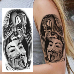 Custom 1 Sheet Sexy Evil Women Face <strong>Joker</strong> Mask Temporary <strong>Tattoos</strong> for Body &amp; Face Waterproof Realistic Paper New Designs - Product Image 3