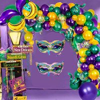 Set de Decoraciones de Mardi Gras, Globos de Papel de Aluminio con Forma de Luna y Estrella para el Martes Grueso, Guirnalda de Globos de Mardi Gras