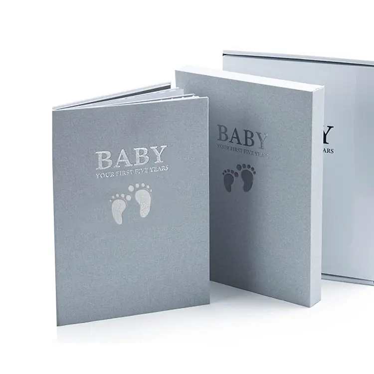 free sample High Quality Fabric cover custom printing daybook notebook First Year baby memory book With ribbon