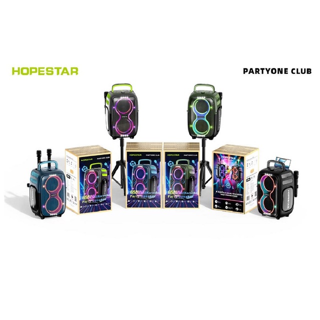 Factory HOPESTAR Partyoneclub Outdoor High Power 650W Wireless BT Speaker Portable Waterproof TWS Party Karaoke RGB  AUX