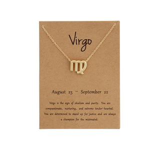 Collar de Moda con Colgante de Aleación Chapado en Oro de 18K, Joyería Géminis, Amuleto Unisex para Amantes de la Astrología, Horóscopo, Aniversario - Product Image 1