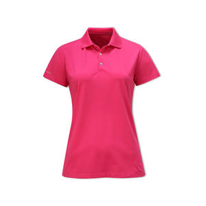 Polo classique pour femme en mélange de coton uni avec col côtelé, tissu confortable et respirant, style polyvalent - Product Image 1