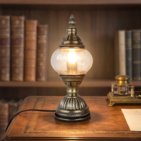 Vintage Moroccan Style Electric Table Lamp Glass Shade Retro Decorative Desk Lamp for Bedroom Living Room Home Decor