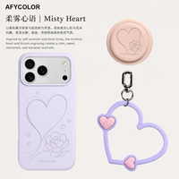 Set de Regalo de Funda de Silicona Líquida para Teléfono con Soporte Magnético y Cordón con Corazón, Grabado Láser, Logotipo Personalizado, Venta al Por Mayor, Color Morado