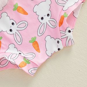 2026 Adorable Ensemble de Vêtements de Pâques 3 Pièces pour Bébé Fille Tout-petit, Motif Lapin 'Mon 1er Bébé', comprenant Barboteuse, Queue de Lapin et Bandeau à Nœud - Product Image 2