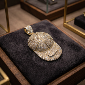Fashion Accessories Hip Hop black Enamel Hat Style Diamond Pendant with 14 Kt <b>Real</b> Gold with Si Diamond Purity Available for Sal - Product Image 1