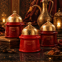 Pot à Bakhoor de Luxe 200ml en Verre, Pot à Bakhoor Personnalisable en Verre Rouge Style Arabe, Pot à Poudre Parfumée, Fournisseur d'Étiquettes Privées