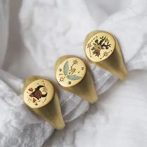 China Wholesale Gold Plated Enamel Rings Fine Jewelry Women Golden Supplier Stainless Steel Zodiac Rings