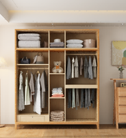Armoire moderne en bois massif, style Shaker, autoportante, avec portes battantes, pour chambre à coucher, grande capacité, durable, gain de place, minimaliste