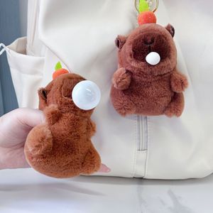 Porte-clés pendentif sac en peluche Kapibala, forme 3D, doux, rembourré en coton PP, animal de dessin animé avec fonction bulle - Product Image 1