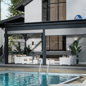 Cobertizo de Aluminio Motorizado para Automóviles, Pérgola, Gazebo Impermeable para Exteriores, Techo de 3x3, 3x4, 3x5, 3x6, <span class=keywords><strong>4x4</strong></span>, 4x5, 4x6 m, <span class=keywords><strong>Toldo</strong></span> de Aluminio para Patio Trasero - Product Image 6