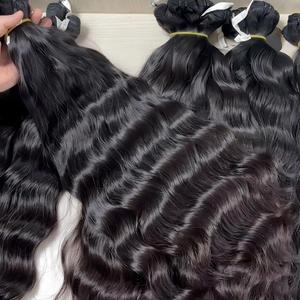 원시 베트남 처녀 인모 번들 뼈 스트레이트 더블 그린 느슨한 깊은 웨이브 직조 흑인 여성을위한 - Product Image 4