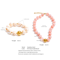 Collier, bracelet et jonc en acier inoxydable XY 8178 faits à la main, imperméables, avec perles carrées en acrylique ambre vert et rose