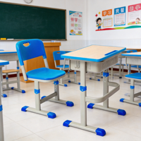 Ensemble table et chaise d'écolier WANGLI moderne en bois coloré pour la maison, le bureau, la salle de sport, l'hôpital et le salon
