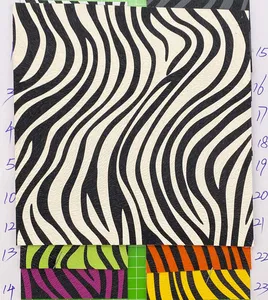Impressão digital de zebra, estampa digital de zebra, 0.9mm, tecido de couro falso, rolos de pvc, couro sintético para brincos, sacos artesanais, venda imperdível