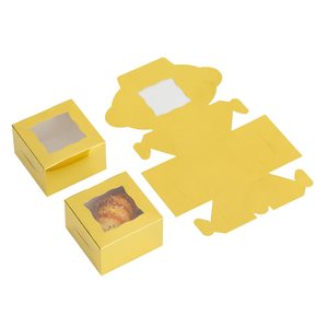 Cajas de Papel para Galletas con Ventana, Cajas de Panadería para Alimentos, 4x4x2.5 Pulgadas, Mini Cajas para Pasteles, Cupcakes, Postres, Donas, Dulces - Product Image 3