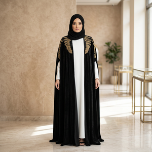 Robes Abaya Kaftan de maternité en velours, longueur ras du sol, tenue musulmane, nouvelle robe traditionnelle disponible dans toutes les tailles, facile à manipuler - Product Image 2