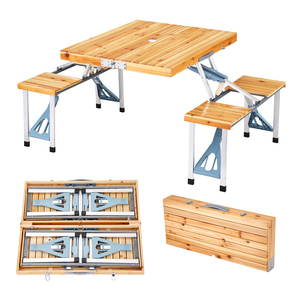 Hiện đại 4 chỗ ngồi có thể gập lại du lịch bằng gỗ Bàn và ghế giải trí Dã Ngoại đồ gỗ ngoài trời cho ăn uống và công viên sử dụng - Product Image 1