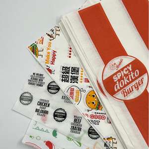 Papier sulfurisé de qualité alimentaire imprimé avec logo personnalisé pour emballer les hamburgers et les sandwichs, résistant à la graisse et à l'huile - Product Image 2