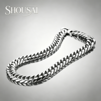 Collar y Pulsera de Acero de Titanio Plateado con Doble Hebilla Ancha de 21 mm, Estilo Hip Hop Europeo Americano, para Hombre, Joyería Lavable