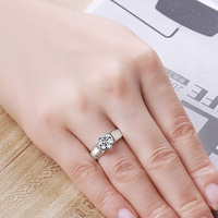 Bague ronde en zircon cubique 2.0ct cultivée en laboratoire 925 bagues de fiançailles en argent sterling