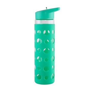 De vidrio borosilicato de alta botella de agua con buceo tapa y pétalo funda de silicona - Product Image 1
