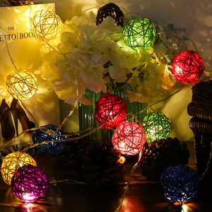 Guirlande lumineuse en rotin TSINYE, 1,5/3/5/6/10 m, alimentée par piles, blanc chaud, multicolore, décoration <span class=keywords><strong>de</strong></span> fête <span class=keywords><strong>de</strong></span> Noël - Product Image 5