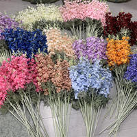 B-709 Grosir Bunga Sutra Pink Terang Delphinium Buatan Tangkai Tunggal 2 Cabang Ranting Panjang Bunga Delphinium Buatan